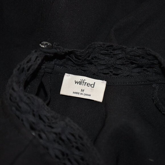 Aritzia Wilfred Delaney Black Lace Panel Long Sleeve Blouse Sz M - Picture 4 of 11